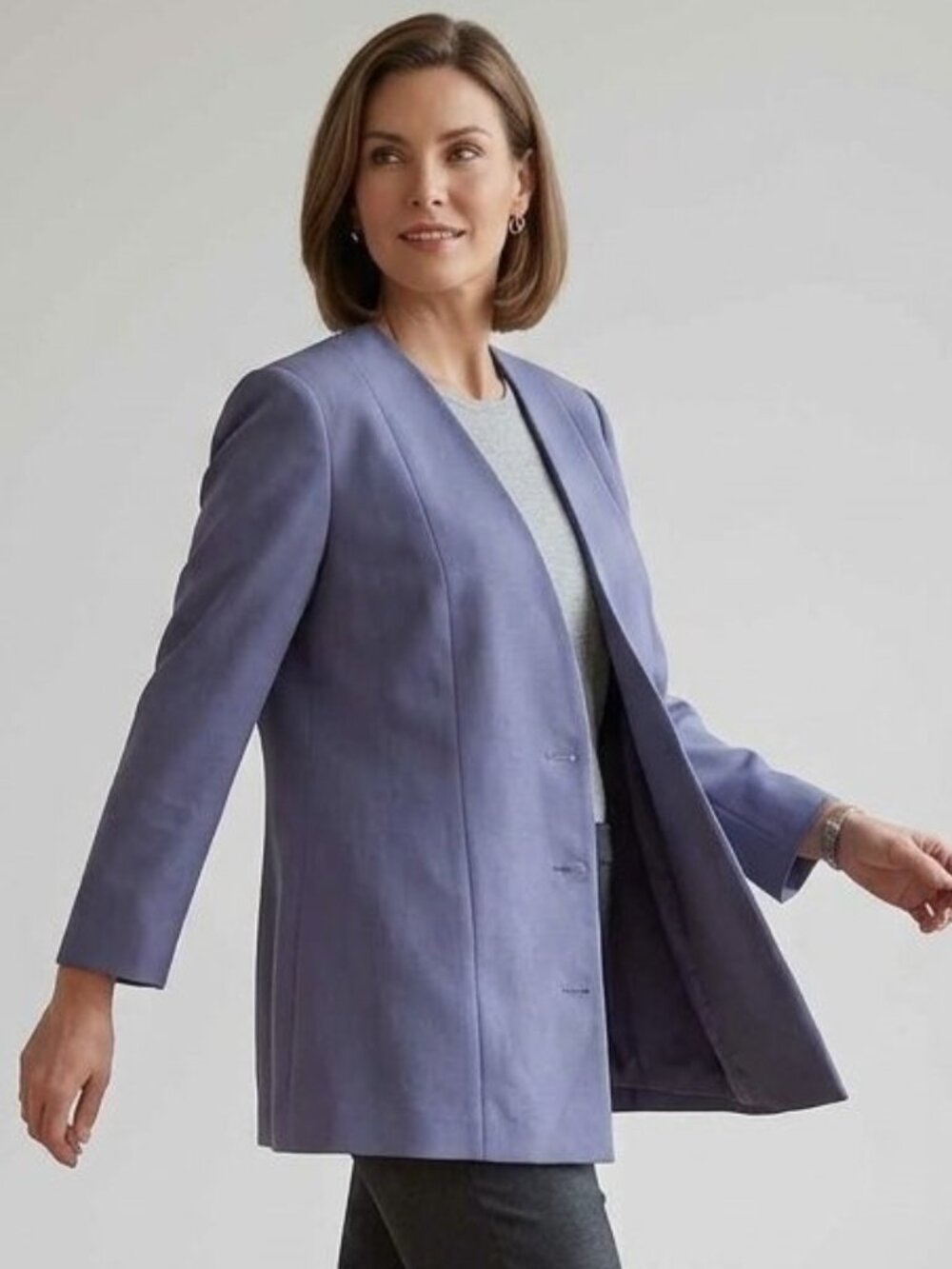Vintage Sz 1X Custom Made Womens Purple Blue Textured Woven Blazer Princess Seam